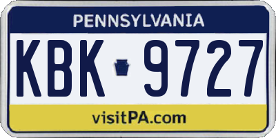 PA license plate KBK9727
