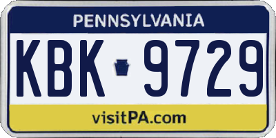 PA license plate KBK9729