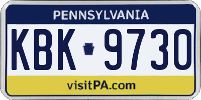 PA license plate KBK9730