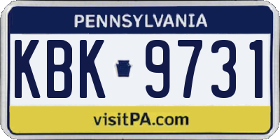PA license plate KBK9731