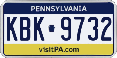 PA license plate KBK9732