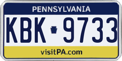 PA license plate KBK9733