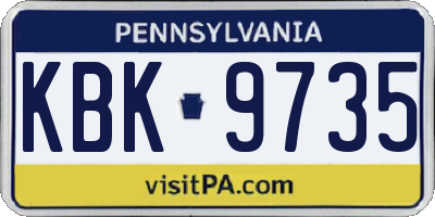 PA license plate KBK9735