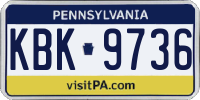 PA license plate KBK9736
