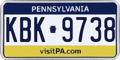 PA license plate KBK9738