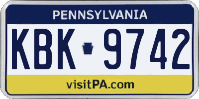 PA license plate KBK9742