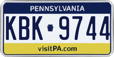 PA license plate KBK9744