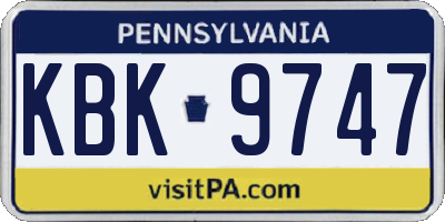 PA license plate KBK9747