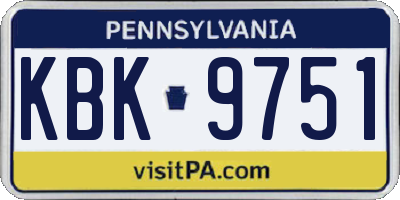 PA license plate KBK9751