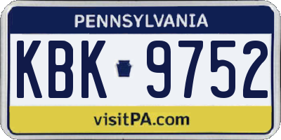 PA license plate KBK9752