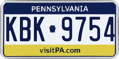 PA license plate KBK9754