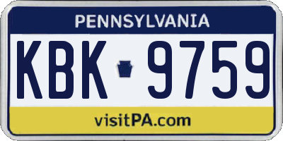 PA license plate KBK9759