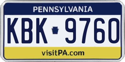 PA license plate KBK9760