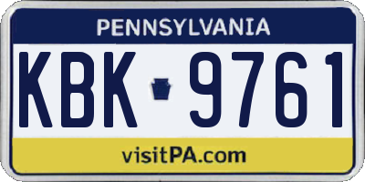PA license plate KBK9761