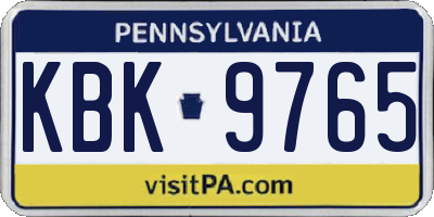 PA license plate KBK9765