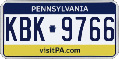 PA license plate KBK9766