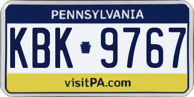 PA license plate KBK9767