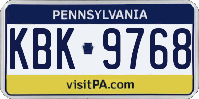 PA license plate KBK9768