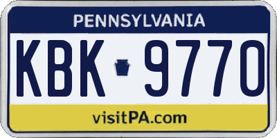 PA license plate KBK9770
