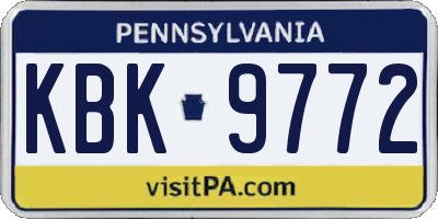 PA license plate KBK9772