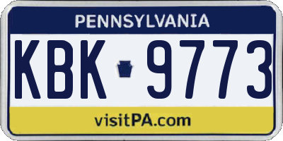 PA license plate KBK9773