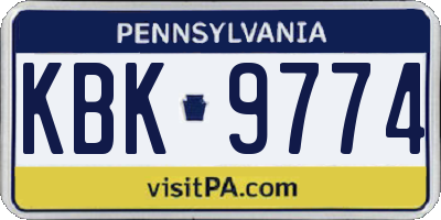 PA license plate KBK9774