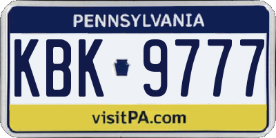 PA license plate KBK9777