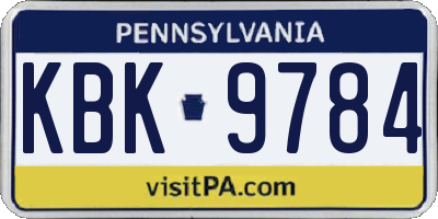 PA license plate KBK9784