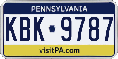 PA license plate KBK9787