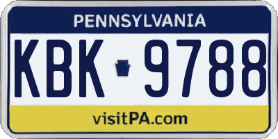 PA license plate KBK9788