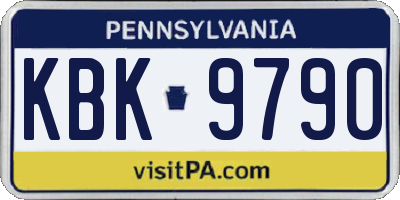 PA license plate KBK9790