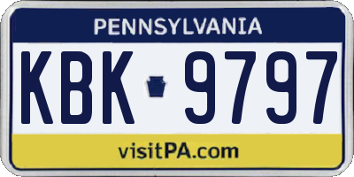 PA license plate KBK9797