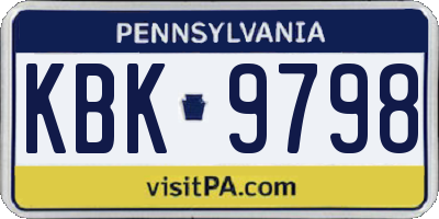 PA license plate KBK9798