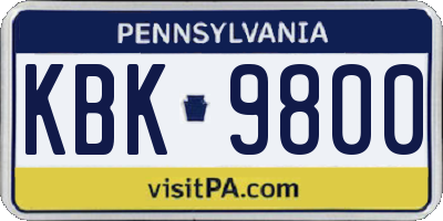 PA license plate KBK9800