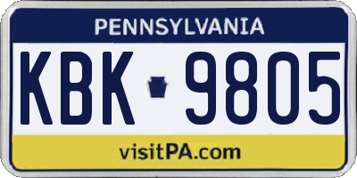 PA license plate KBK9805