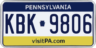 PA license plate KBK9806