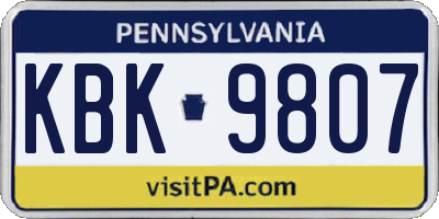 PA license plate KBK9807