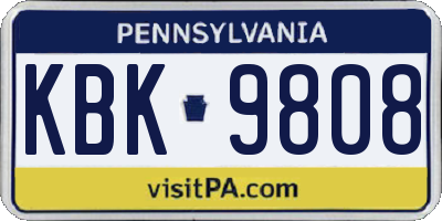 PA license plate KBK9808