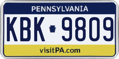 PA license plate KBK9809