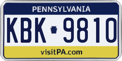 PA license plate KBK9810