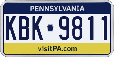 PA license plate KBK9811