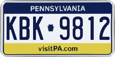 PA license plate KBK9812