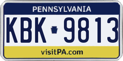 PA license plate KBK9813