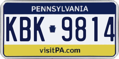 PA license plate KBK9814