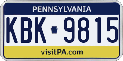 PA license plate KBK9815