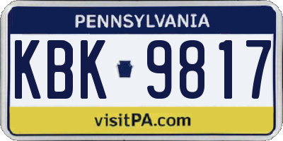 PA license plate KBK9817