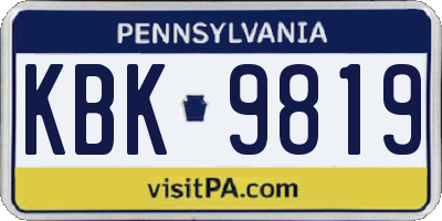 PA license plate KBK9819