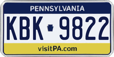 PA license plate KBK9822