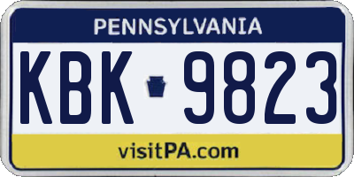 PA license plate KBK9823