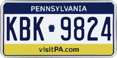 PA license plate KBK9824